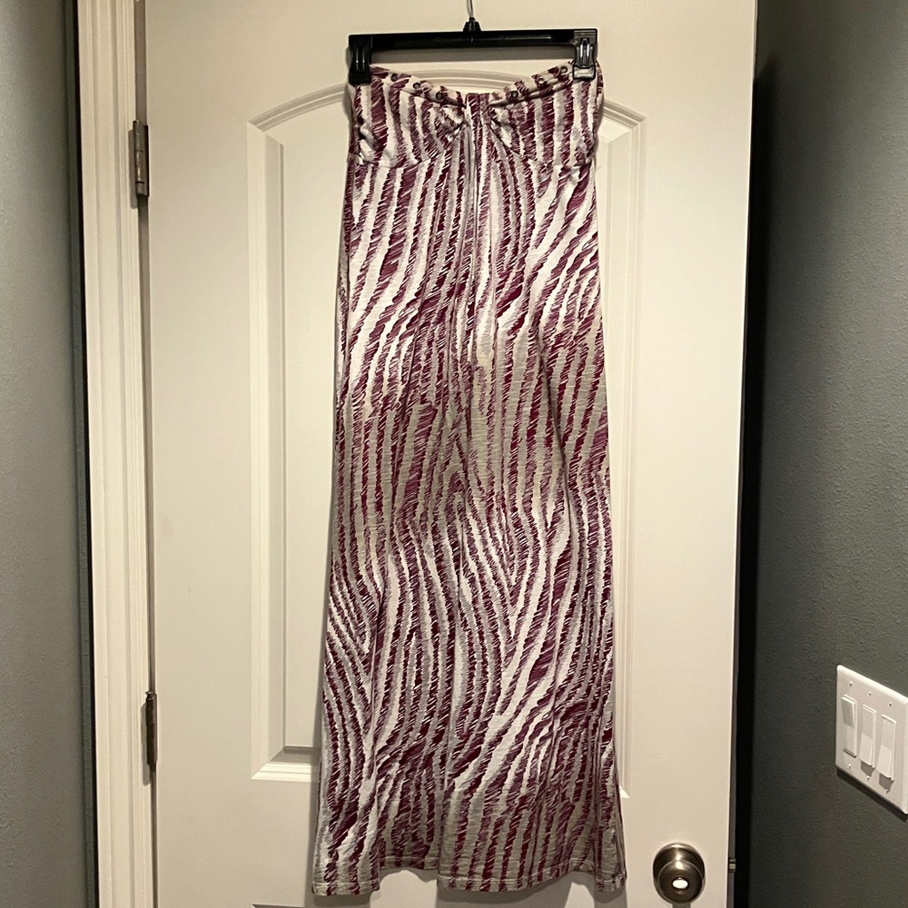 Hurley Purple and White Zebra strapless Maxi dress